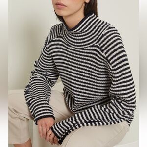 NWOT MaxMara Navy and White Striped Cowl Neck Sweater